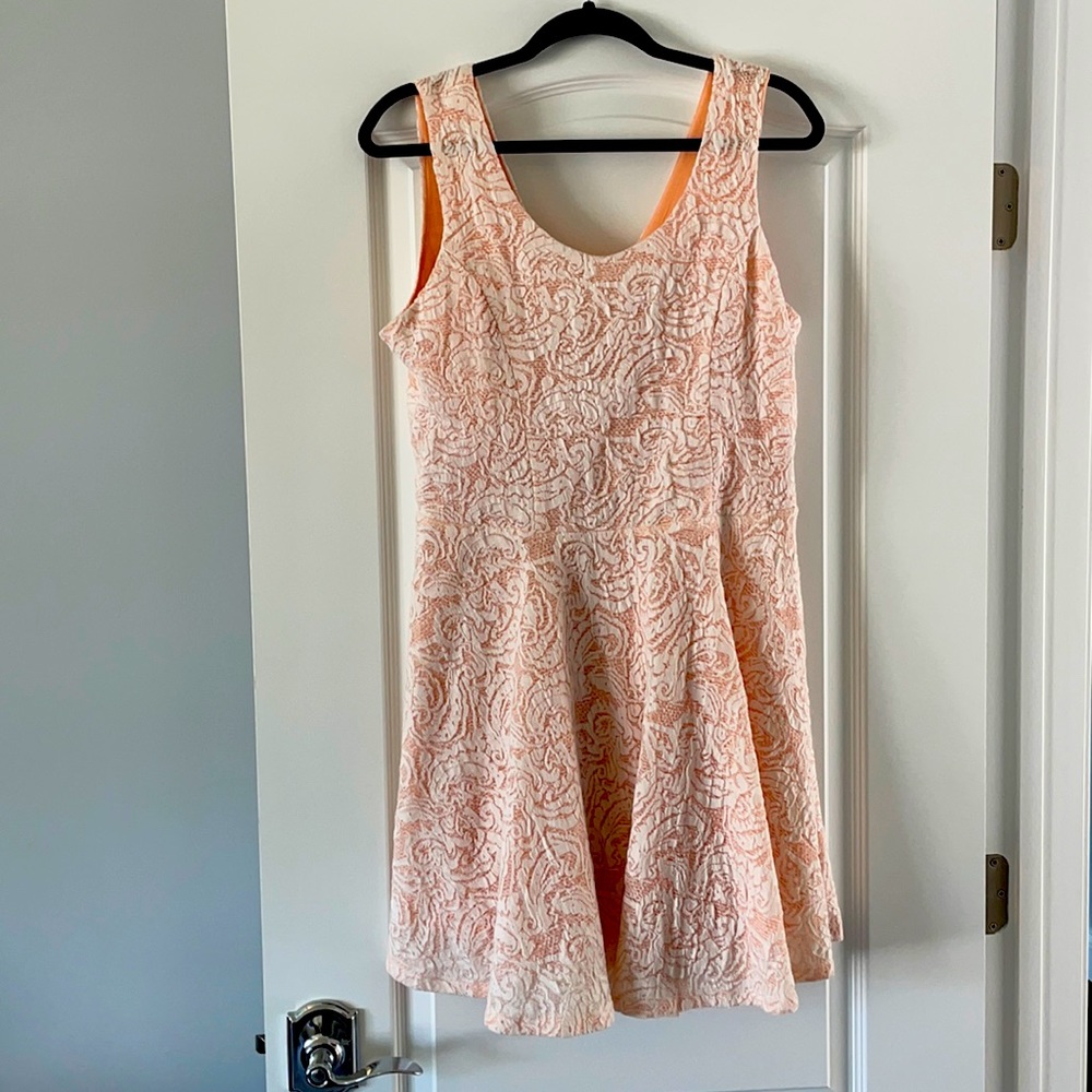 White and peach lace dress